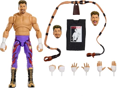 Mattel WWE Ultimate Edition Actionfigur und Zubehör im Set, ca. 15 cm große Eddie Guerrero Sammelfigur mit austauschbaren Köpfen und Händen und 30 Bewegungspunkten, JHV87