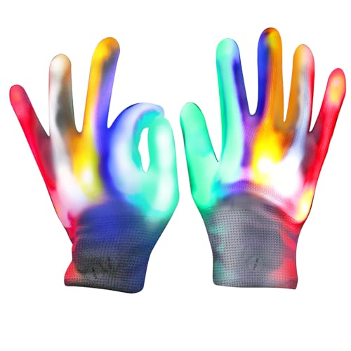Kimimara LED Kinder Handschuhe Glitter Neon Partyhandschuhe Karneval Halloween Glühen Geburtstag Geschenk Weihnachten Club Feier Performance Zubehör Ambiente Requisiten