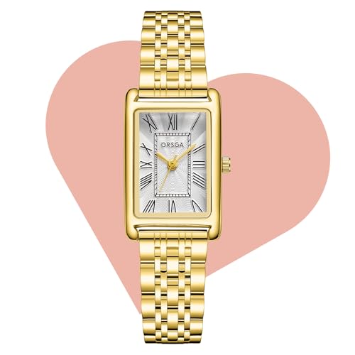 CIVO Damenuhr Gold Edelstahl Armbanduhr: Rechteckige Uhren Damen Analog Quarz - Klein Frauen Uhr Vintage Klassische