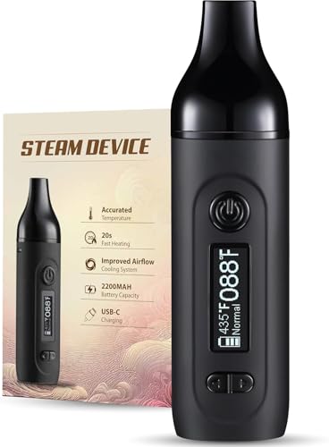 Vaporizer Cannabis IOUQ GeminiKit weed verdampfer kräuter mit LCD Display, Präzise Temperaturregelung, 2200 mAh Akku, Kompakte Größe für Unterwegs Vaporisator(Metallic schwarz)