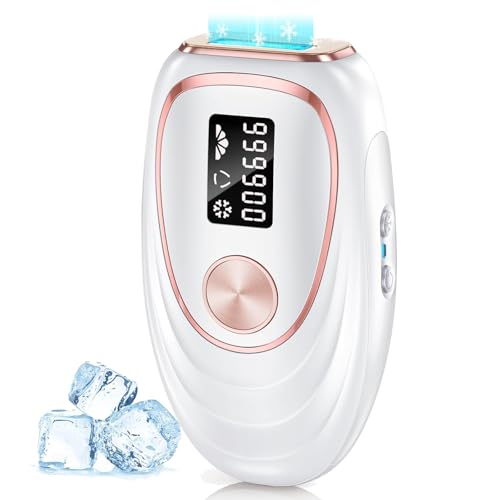 Haarlosy IPL Geräte Haarentfernung Laser mit Kühlfunktion, Schmerzfreie 5 Energiestufen 999,900 Lichtimpulse Haarentfernungsgerät für Damen Männer Gesicht Achseln Beine Körper (Weiß)