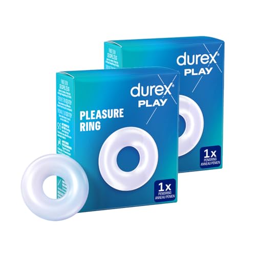 Penisring 2er Set, dehnbarer Penisring aus angenehm weichem Silikon für längeres Vernügen, 2 Stück Durex Pleasure Ring