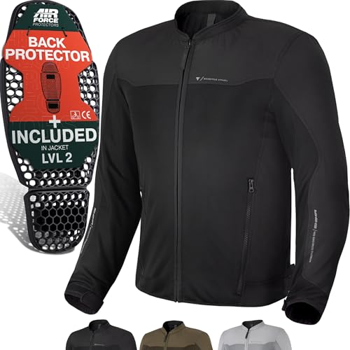 SHIMA OpenAir Motorrad Jacke Herren mit Protektoren AirForce Rückenprotektor Motorradjacke Sommer Mesh Belüftet Textiljacke Schutzjacken Protektorenjacke Luftige (Männer, Schwarz, L)