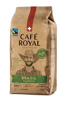 Café Royal Impact Crema Classico Brasil – 100% Arabica Kaffeebohnen, ausgewogen-aromatisch, mittlere Röstung, Stärke 3/5, Fairtrade, 500 g ganze Bohnen