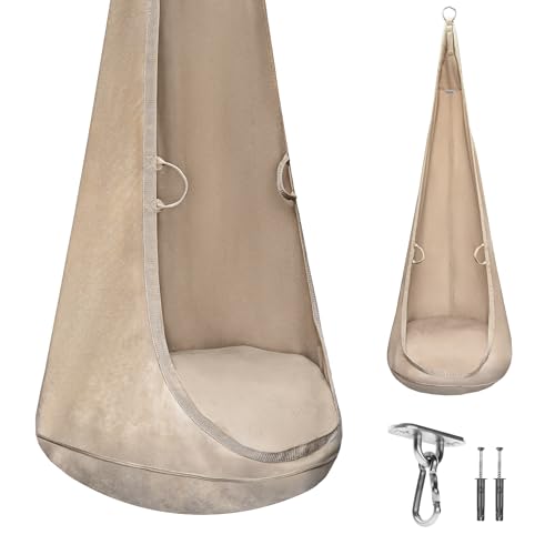 MAMOI® Samtkokon – Hängesessel für Innenräume mit weichem Kissen, eleganter Hängesitz mit Griffen, Premium-Samt, robuste Konstruktion mit Aufhängeelement