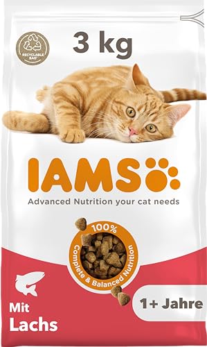 IAMS Katzenfutter trocken mit Lachs - Trockenfutter für Katzen im Alter von 1-6 Jahren, 3 kg