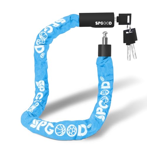 SPGOOD Fahrradschloss mit 3 Schlüssel,Anti-Diebstahl Fahrrad Kettenschloss 90CM,Hohe Sicherheit Fahradschloß mit Wasserdichter Abdeckung für Fahrrad/E-Bike/MTB/Motorrad/Lastenrad(Blau)