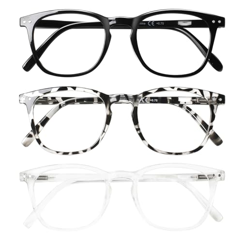 COJWIS Lesebrille 3er Pack Herren Damen Brille Runder Rahmen Blaulichtfilter Federscharnier Leser Schwarz/Schildpat Brillen (Schwarz Schildpatt Durchsichtig, 1.50, x)