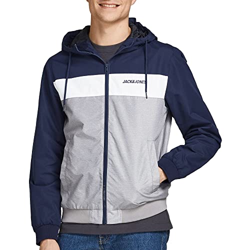 JACK & JONES Herren Jjerush Blokerende Hood Bomber Jacke, Navy, XXL EU