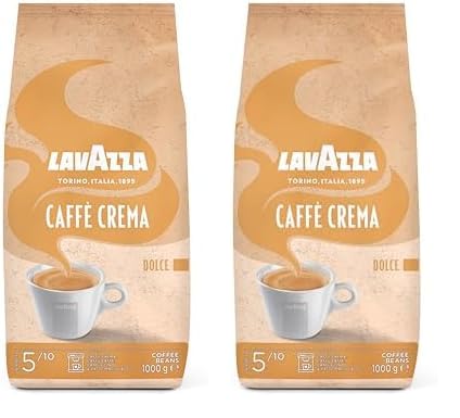 Lavazza, Caffè Crema Dolce, Arabica und Robusta Kaffeebohnen, Ideal für Espressomaschinen, mit Aromanoten von Trockenfrüchten, Nussiger Geschmack, Intensität 5/10, Mittlere Röstung, 1 kg Packung