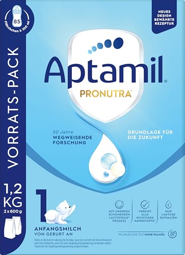 Aptamil Pronutra 1 – Anfangsmilch von Geburt an – Im praktischen 1,2 kg Vorratspack und ohne Palmöl