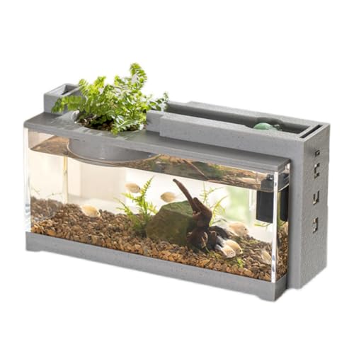 PortoAlegre Mikro Landschafts Aquarium, Aquarium Starter Komplettset mit Stummgeschalteter Wasserdurchflussfilter Betta-Fischbecken für Büro Desktop Dekoration