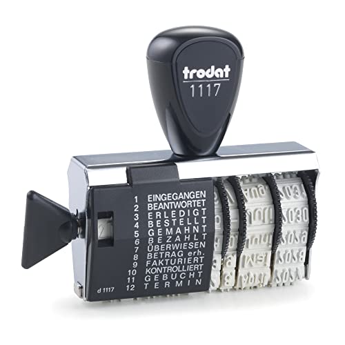 Trodat Classic 1117 – Datumsstempel mit Wortband, Deutsche Monate, Abdruck ca. 6 x 56 mm