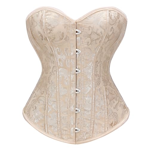 LEACOOLKEY Damen Corsage Korsett Top Bustiers Vollbrust Gothic Corsette Bodyshaper Waist Cincher für Halloween Karneval XS-XXL