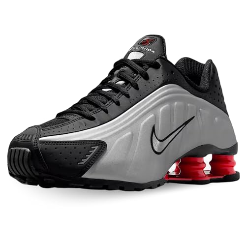 Nike Damen Shox R4 Sneaker, Black/Metallic Silver/Lt Crims, 39 EU