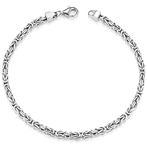 MATERIA Königskette 925 Silber Herren Armband 3mm diamantiert rhodiniert deutsche Fertigung SA-36_18cm