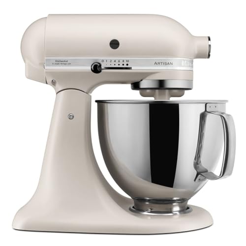 KitchenAid Küchenmaschine - Artisan - Kippbarem Food Processor - Teigknetmaschine mit 3 Zubehör und Schüssel aus Edelstahl - 4.8 L - Milchshake 5KSM125EMH