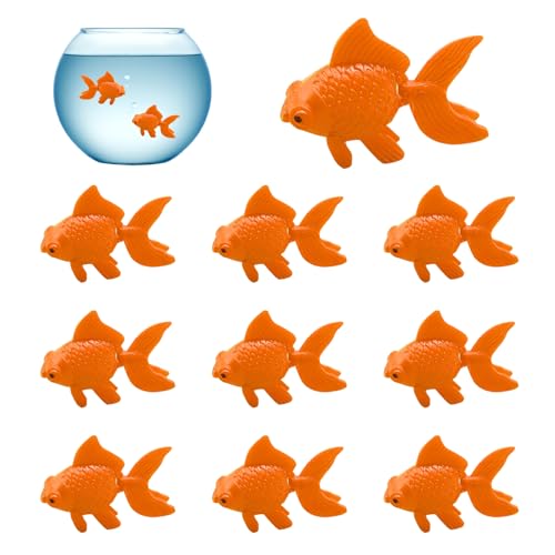 TUONYIS 10 Stück Künstliche Bewegliche Fische Künstliche Fisch Künstlicher Goldfisch Schwimmende Deko Plastik Schwimmende Fische für Aquarien Kunststoff Fische für Aquarium Aquarium Ornament (Orange)