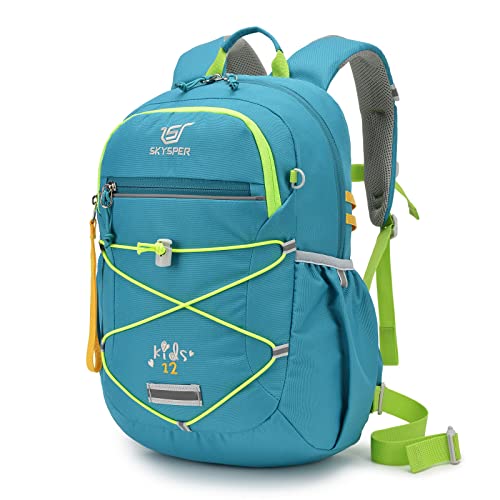 SKYSPER Kinderrucksack Jungen Mädchen ab 3-8 Jährige Komfortabler Wanderrucksack Kinder mit Brustgurt 12L Rucksack Kindergarten für Kita Schule Outdoor,Turquoise