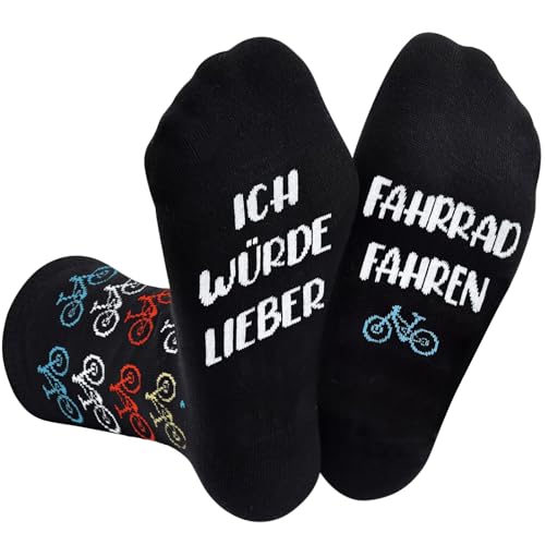 Lustige Geschenke für Männer Fahrradsocken Lustig, Geburtstag Weihnachten Geschenke für Fahrradfahrer Bruder Freund Rennrad Socken, ICH WÜRDE LIEBER FAHRRAD FAHREN Socken Fahrrad Geschenk Zubehör