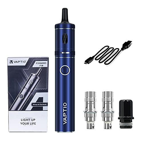 VAPTIO Cosmo A2 Kit Elektronische Zigarette 2000 mAh 25W Vape Pen mit 2 Stück 0,7 ohm(C6)/ 1,0 ohm(C5) Mesh Coil,No E Liquid No Nicotine(Blau)