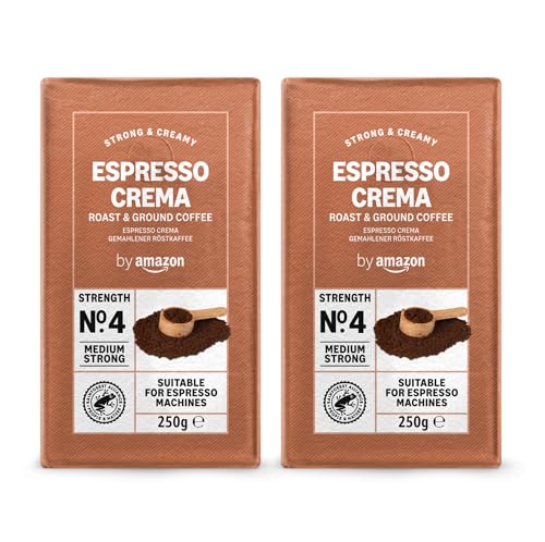 by Amazon Espresso Crema gemahlener Kaffee 500 g (2 x 250 g) - Mittlere Röstung Rainforest Alliance-Zertifizierung (Früher Marke Happy Belly)