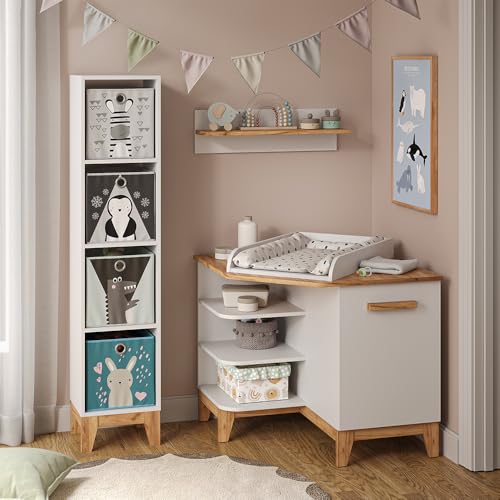 VitaliSpa Wickelkommode Malia, Weiß/Artisan, 85 x 85.2 cm mit Tür