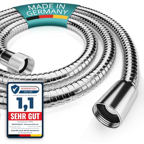 Engelbach® Duschschlauch 2m aus Edelstahl - Brauseschlauch mit Standard Anschluss - Flexibel & Trinkwassergeprüft - Made in Germany