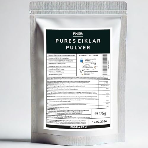 Eiklarpulver Eiklar Pulver Eier aus Deutschland Egg White Powder Eiklar flüssig Pulverisiert Ei Protein von Foozia (175 g)
