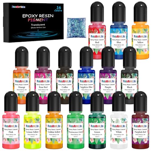 FansArriche Epoxidharz Farbe - 16 Farben Flüssiger Epoxidharz Pigment Farbstoff für Epoxy Resin Kunst