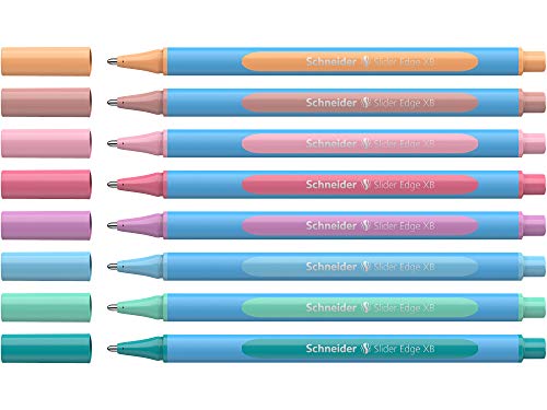 Schneider 152289 Slider Edge Pastell XB Kugelschreiber (Dreikant-Stifte mit Strichbreite XB) 8 Stück sortiert