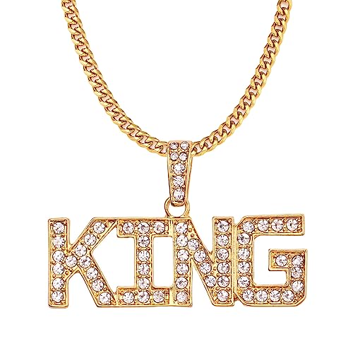 Weenkeey King Zeichen Halskette King Goldkette 70er 80er 90er Hip Hop Gold Halskette für Männer Damen