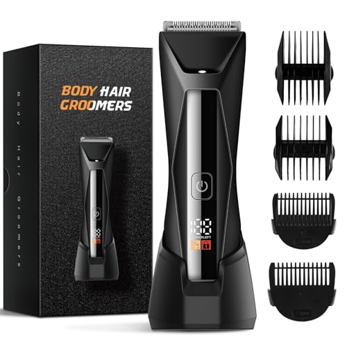 Brigin Intimrasierer Mann Rasierer Herren Elektrisch,Profi Wiederaufladbarkeit Körperrasierer mit LED-Anzeige,Ladestation,Intim Rasierer Männer für Brust Achselhöhle Leiste mit IPX7 wasserdicht