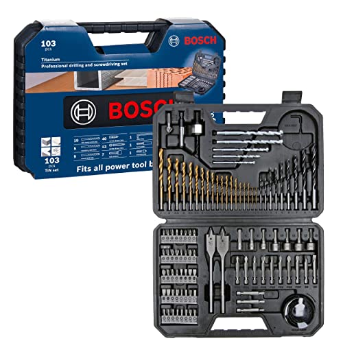 Bosch Professional 103tlg. Bohrer- und Bit Set Titanium Box (für Holz, Stein und Metall, Zubehör Bohr- und Schraubwerkzeuge)