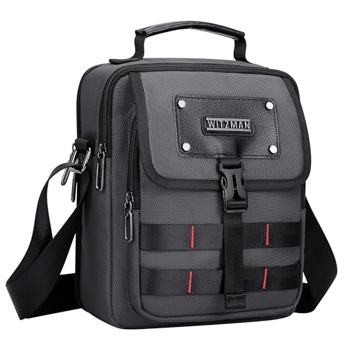 WITZMAN Umhängetasche Herren Klein Handtasche Männer Schultertasche Herren Tasche Crossbody Shoulder Bag Umhängen für Reise（B708 Silbergrau）