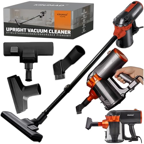 KRUMAD Staubsauger 600W/60 000 Pa – Beutelloser Bodenstaubsauger mit HEPA-Filter & 1,5L Behälter – Leichter, leiser Handstaubsauger für Teppiche, Laminat & Tierhaare – Kabelgebunden 4,6m