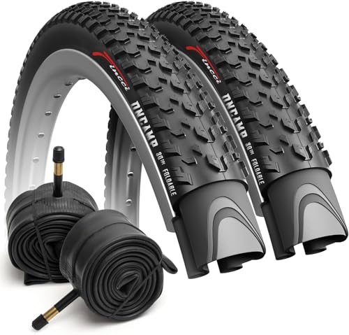 Fincci MTB Reifen 27,5 - Paar Fahrrad Reifen 27.5 x 2.10 Zoll 54-584, Fahrrad Mantel Oncamp mit Schrader fahrradschlauch 27,5 für Mountainbike, E Bike, Hybrid Offroad Bicycle - 2er Pack FaltReifen