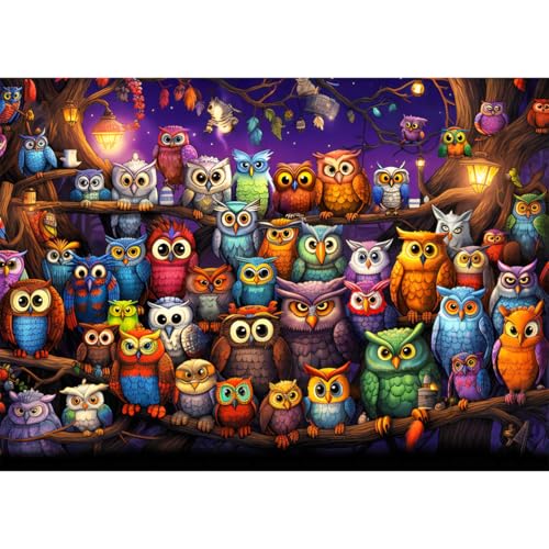 HUADADA Puzzle 1000 Teile-Puzzle 1000 Teile Erwachsene-Eule Klassische Puzzles Geschenk