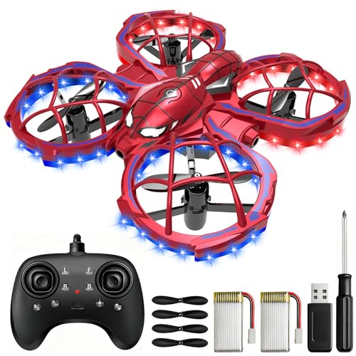 Spider Mini Drohne für Kinder – Toss to Go RC-Quadcopter mit Lichtern, 3D-Flips, 2 Batterien, Headless-Modus, 3-Gang-Modus, Hindernisvermeidung, Spielzeuggeschenke für Jungen und Mädchen