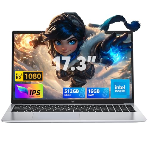 ACEMAGIC 17.3 Zoll Laptop,16GB DDR4 512GB SSD Notebook,N-95 Prozessor bis zu 3.6GHz Laptop Computer,WiFi, BT5.0, 3*USB3.2,180° Öffnen und Schließen
