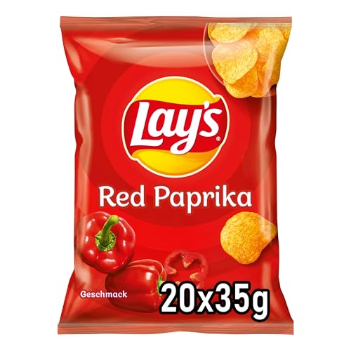 Lay's Red Paprika - Knusprig gewürzte Kartoffelchips für eine gelungene Party - 20 x 35g