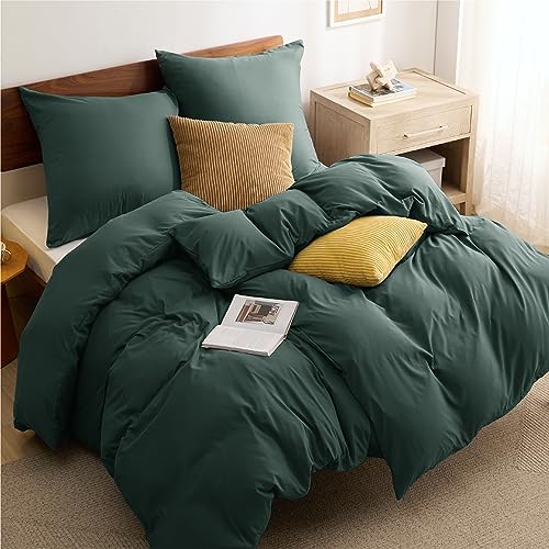 BEDSURE Bettwäsche 135x200 4teilig Waldgrün - 2 Bettbezüge 135x200 cm + 2 Kissenbezüge 80X80 cm, ÖKO-TEX Bettwäsche-Sets Grün Polyester Mikrofaser mit Reißverschluss