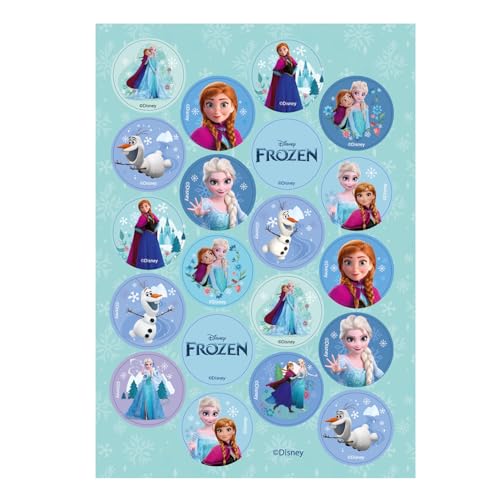 Dekozauber24 Frozen Essbare Muffinaufleger, 20 Stück, ohne Zuckerzusatz, vegetarisch, Muffindeko Disney Eiskönigin mit Elsa, Anna und Olaf, auch als Tortendeko zum Auflegen