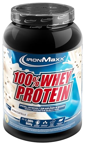 IronMaxx 100% Whey Protein Pulver 900g - Stracciatella | Cremiger Eiweißshake mit BCAAs & EAAs | High Protein, Low Carb & zuckerarm | Ideal für Muskelaufbau & Fitness Design kann variieren