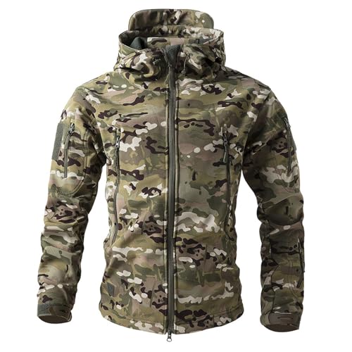 Generisch Armee Jacke Herren, Jagdbekleidung Militär Field Parka Tarnkleidung, Feldjacke Herren Leichte Army Warme Bunwehr Jacke Multicam Bunwehr Angeljacke L