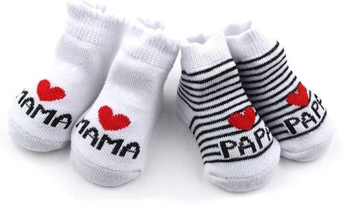 Distinct® Baby Baumwollsocken Süße Socken Ich liebe Mama + Ich liebe PaPa Neugeborenes Kleinkind Baby Sock Jungen Mädchen Cotton kleine Söckchen Geschenk (2 Paar)