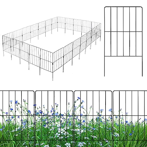 GOPLUS 25 Stück Gartenzaun Metall, 60 cm hoch Steckzaun Komplettset, Metallzaun Teichzaun Zaun für Hunde, Garten