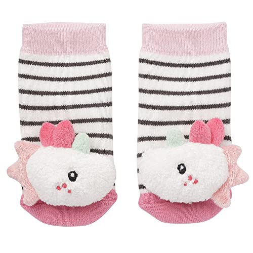 Fehn 057164 Rasselsocken Einhorn – Flauschige Babysocken mit Einhorn-Köpfchen und Rassel-Funktion – Fördern Motorik & Sinne – Für Babys zwischen 0 und 12 Monaten – Größe: 12 cm