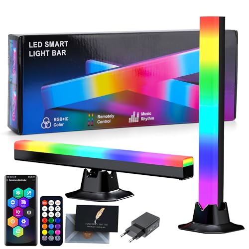 KIMIGO RGB LED Lightbar 2x32cm, Musik-Sync mit APP & Fernbedienung, Gaming Zubehör TV Hintergrundbeleuchtung – Geeignet für Heimkino, Schreibtisch & Zimmer (inkl. Netzteil + Karte)