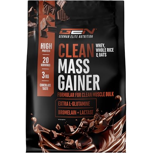 Clean Weight Gainer - 3 kg - Mit komplexen Kohlenhydraten & Protein - Ideal für die Massephase - Pulver zum Masseaufbau und Zunehmen - Vegetarisch - Chocolate Geschmack
